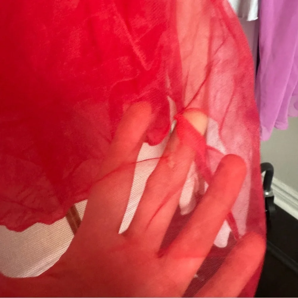 Vintage red babydoll Dress lingerie nightwear coquette L - Picture 6 of 8